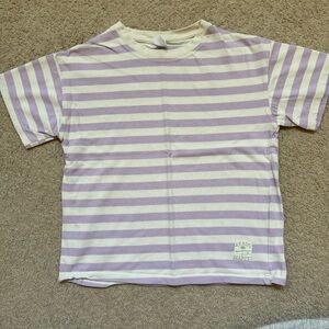 zara white and purple striped tshirt